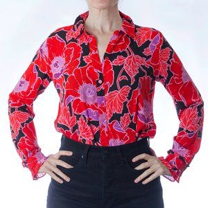 SOLD | Dark & Bold Poppy Print Blouse